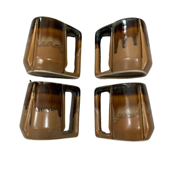 Rodolfo Padilla Vintage Drip Glaze Stoneware Mugs Set of 4 Signed - Picture 3 of 4
